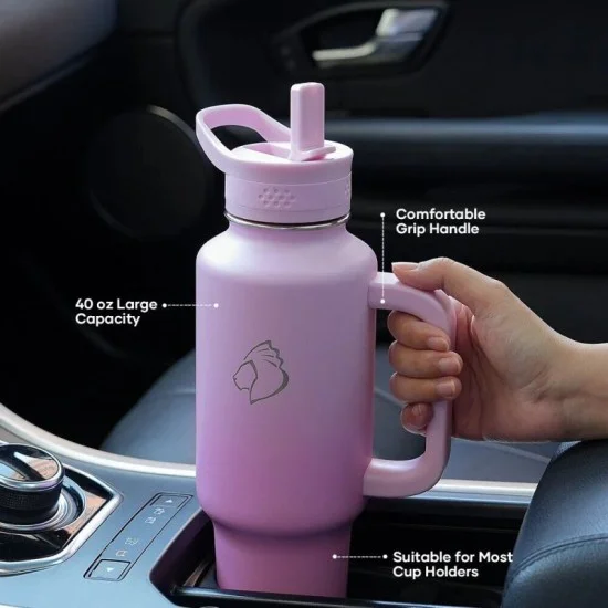 Buzio Trophy Series Handled Water Bottle for Car 1.2L - Pink